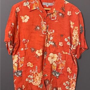 Imprints Men's Orange Floral & Cocktail Hawaiian Shirt